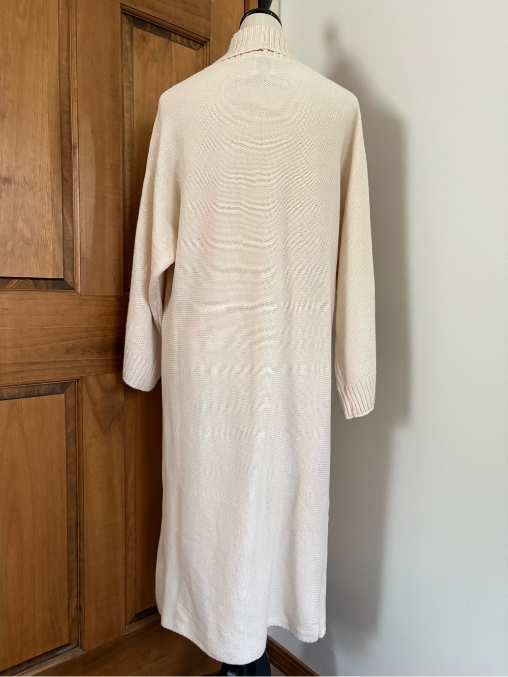 Princess Polly Cream Longline Duster Cardigan Ribbed Open Front Sweater L/XL - Picture 5 of 11